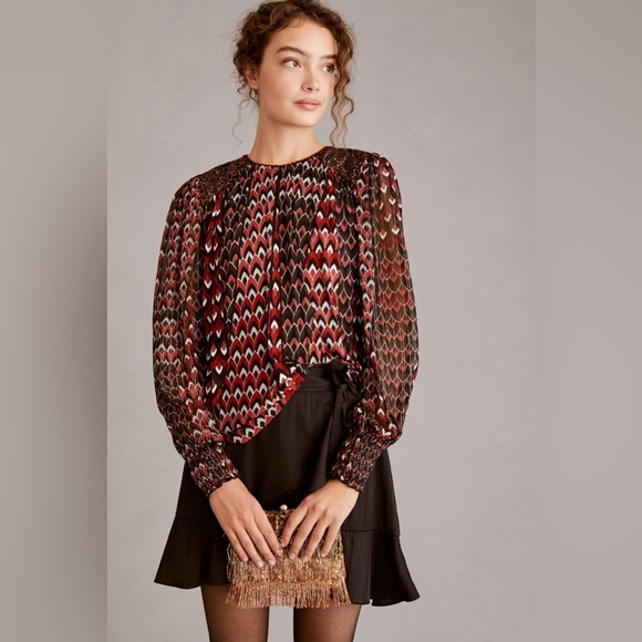 Anthropologie Tops - ✨ Anthropologie Sequin Embellished Blouse Sz SP